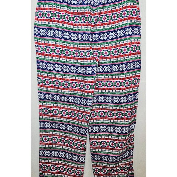 Lands' End Womens Holiday Fair Isle Pajama Set Long Sleeve Top Pants Medium Tall - Picture 11 of 12